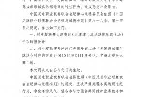 中足联在职业联赛首次应用“有观众人数限制的比赛”的处罚类型